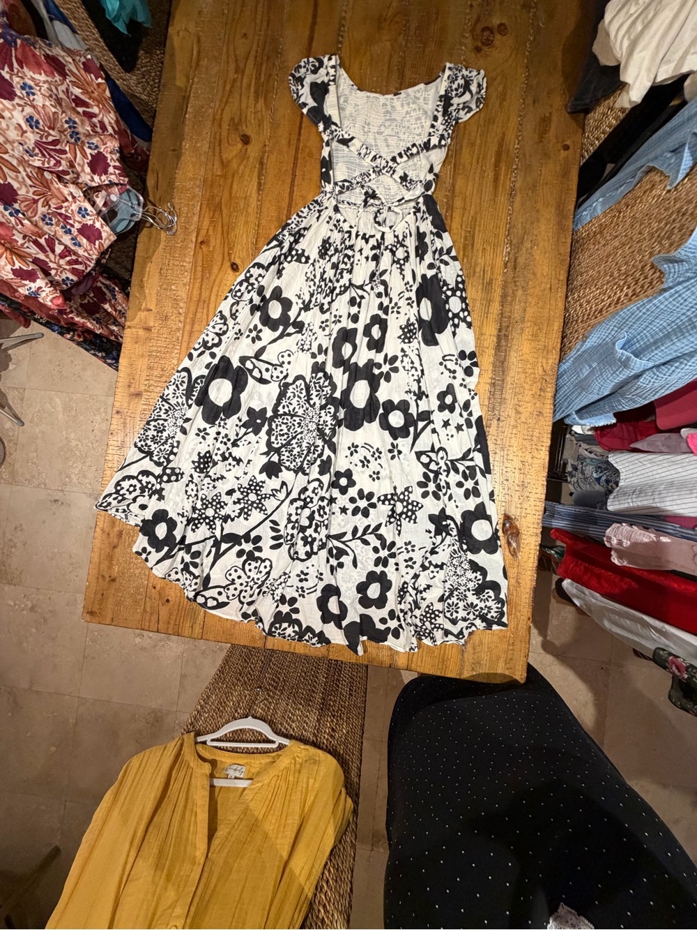 Free People Black & White Floral Off-Shoulder Maxi Dress - Picture 10 of 13